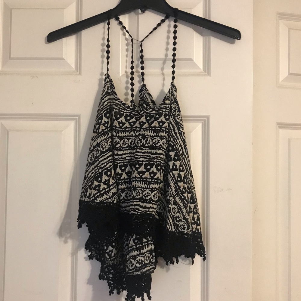 LF black and white tank top